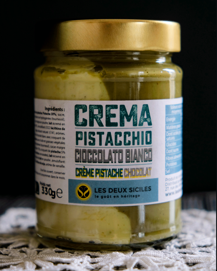 crème pistache et chocolat blanc