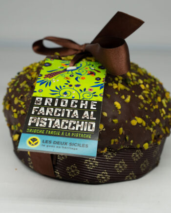 Brioche à la pistache fourrée de crème de pistache, chocolat noir