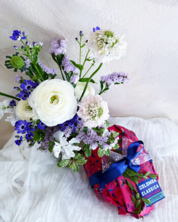 Colombe Classique & Bouquet "Blanc Printemps et Rêve Lilas"
