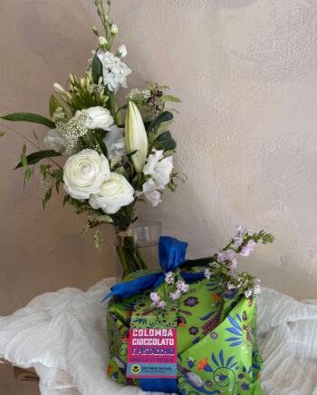 Colombe Pistache-Chocolat Blanc & Bouquet "Blanc, Vert & Infini"